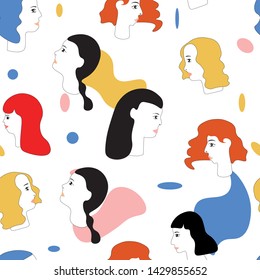 girls vector seamless pattern. Concept for print, textile, web design, invitation 