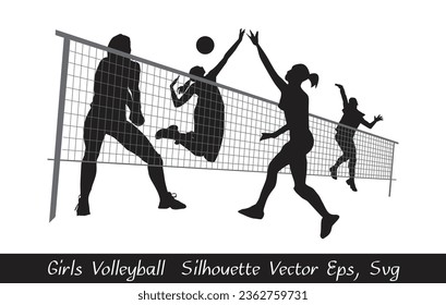 Girls Volleyball Silhouette vector eps art