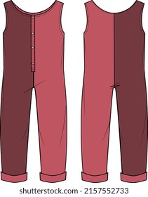 GIRLS WEAR TWO COLOR JUMPSUIT AND BODYSUITS VECTOR FRONT AND BACK SKETCH