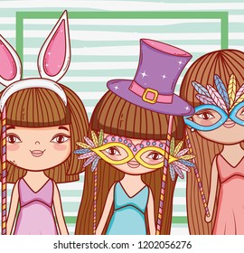 girls wearing fashion party costume decoration