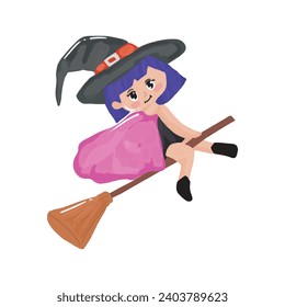 girls wearing witch costume flying broom