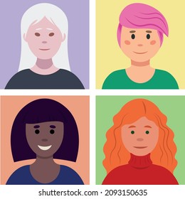 Girls who look different flat style vector illustration