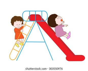 The girls who play with a slide