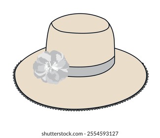 	
Girls wide brim summer hats technical illustration vector mockup template.