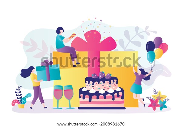 Girls Wish Friend Happy Birthday Girlfriend Stock Vector (Royalty Free ...