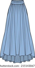 GIRLS AND WOMEN BOTTOM WEAR LONG SKIRT VECTOR ILLUSTRATION