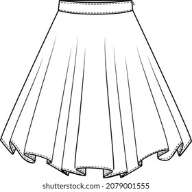 GIRLS AND WOMEN BOTTOM WEAR SKIRT FLAT DESIGN VECTOR