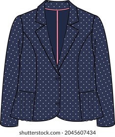 GIRLS AND WOMEN CORPORATE BLAZER JACKET WITH POLKA DOTS VECTOR ILLUSTRATION