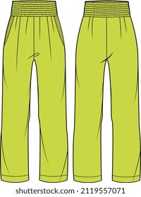 GIRLS AND WOMEN HIGH WAIST JOGGERS AND TROUSERS FRONT AND BACK VECTOR SKETCH