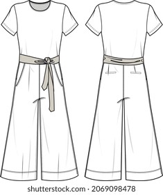 GIRLS AND WOMEN KNIT DRESS FRONT AND BACK FASHION FLAT SKETCH VECTOR ILLUSTRATION