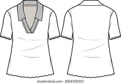 GIRLS AND WOMEN KNIT AND WOVEN TOPS DRESS FLAT SKETCH VECTOR