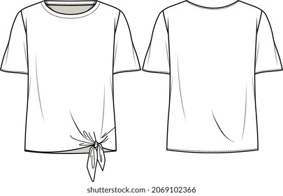 GIRLS AND WOMEN KNIT AND WOVEN TOPS DRESS FLAT SKETCH VECTOR