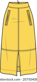 GIRLS AND WOMEN LONG SKIRTS WITH BACK ZIP VECTOR ILLUSTRATION