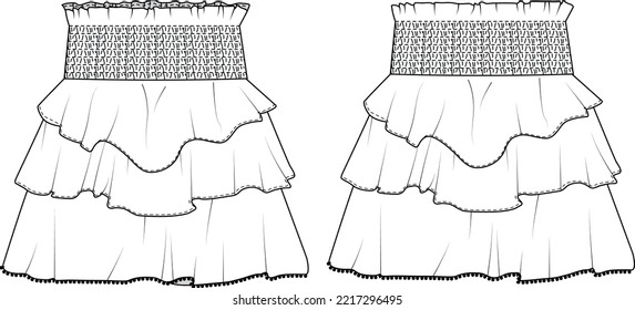 girls women skirt technical drawing