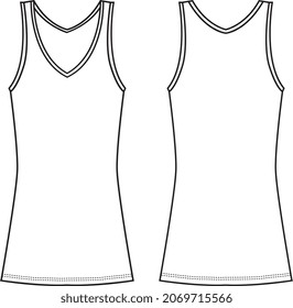 GIRLS AND WOMEN VEST JUMPSUIT AND ACTIVE WEAR SET DRESS FLAT SKETCH VECTOR