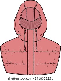 GIRLS AND WOMEN WEAR CROP LENGTH HOODED VEST VECTOR ILLUSTRATION