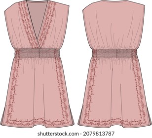 GIRLS AND WOMEN WEAR DRESS WITH EMBROIDERYAND VECTOR