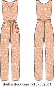 GIRLS AND WOMEN WEAR JUMPSUIT AND BODYSUITS VECTOR FRONT AND BACK SKETCH