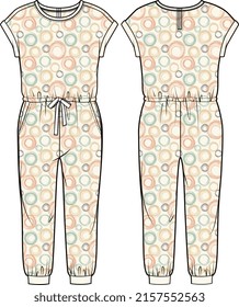 GIRLS AND WOMEN WEAR JUMPSUIT AND BODYSUITS VECTOR FRONT AND BACK SKETCH