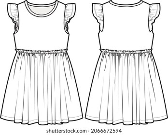 GIRLS AND WOMEN WEAR TEE AND KNIT TOPS FLAT SKETCH VECTOR