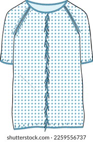 GIRLS AND WOMEN WEAR WOVEN TOP WITH POLKA DOT PATTERN VECTOR