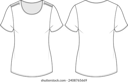 GIRLS AND WOMEN WEAR WOVEN TOP FRONT AND BACK FASHION FLAT DESIGN VECTOR ILLUSTRATION