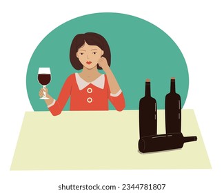 girls or womens holding vine, in a flat style 
