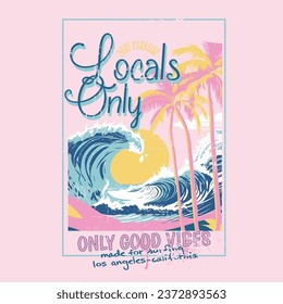 Girls, women's, vector summer beach graphic tee, T-shirt artwork , sweatshirt print , Beach Paradise Print T-shirt Graphics Design, typography slogan on palm trees background for summer fashion print