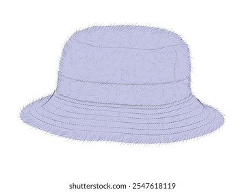 Girls wool bucket hat mockup template vector illustration.