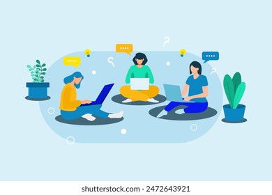 las chicas trabajan juntas diseño plano