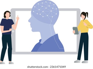 Las niñas están trabajando en tecnología cerebral.