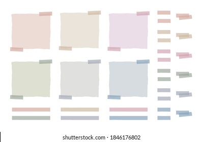 Girly And Adult Girl's Grayish Color Colorful Masking Tape Vector Illustration / Memo Frame