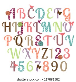 Girly Alphabet Vector Set - More Letters in Portfolio
