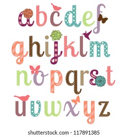 Girly Alphabet Vector Set - More Letters in Portfolio