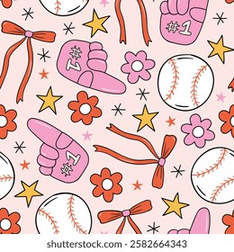 Girly Baseball Pattern Baseball Background