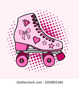 Girly beautiful high-detailed rollers. Vector illustration in pink pastel colors. Sport style design.– stock illustration 