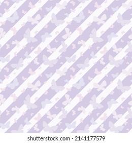 Girly butterfly pattern, seamless vector background. Cute spring wallpaper.