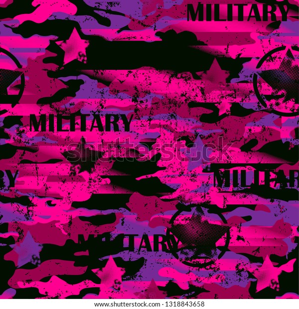 Girly Camo Seamless Abstract Pink Military Stock Vector Royalty Free 1318843658 