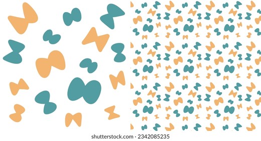 Girly cute nahtloses Muster mit handgezeichneten Bogen einzeln auf weißem Hintergrund.Nahtlose Bogen-Muster auf Polka-Punkthintergrund. Cute Modegrafik. Dekorativer Babyduschhintergrund.