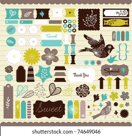 Girly design elements for scrapbooking