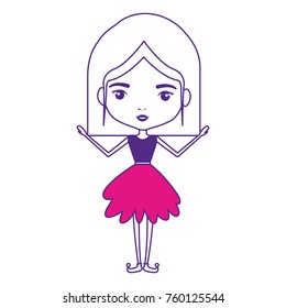 girly fairy without wings and mushroom hairstyle and dress on color sections silhouette