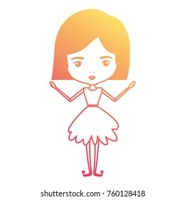 girly fairy without wings and mushroom hairstyle in degraded magenta to yellow color contour