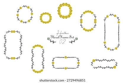 Conjunto de marco floral femenino. Ilustración de arte de línea dibujada a mano hermosa como primavera