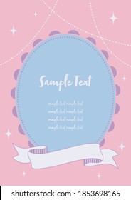 girly frame with copy space, a ribbon and decorations for cards, flyers, packaging design, etc.