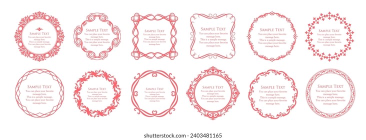 A girly frame design inspired by spring. Antique or vintage style decoration. Heading and border design set