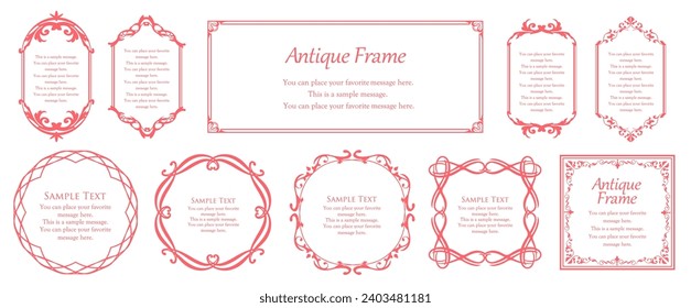 A girly frame design inspired by spring. Antique or vintage style decoration. Heading and border design set