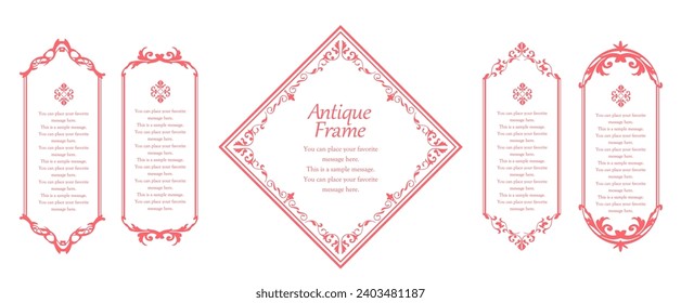 A girly frame design inspired by spring. Antique or vintage style decoration. Heading and border design set