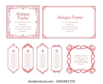 A girly frame design inspired by spring. Antique or vintage style decoration. Heading and border design set