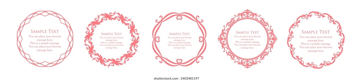 A girly frame design inspired by spring. Antique or vintage style decoration. Heading and border design set
