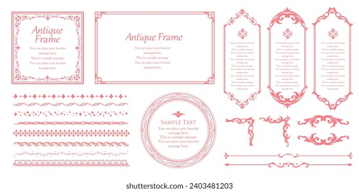 A girly frame design inspired by spring. Antique or vintage style decoration. Heading and border design set